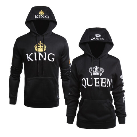 Royal Black King and Queen Couple Hoodie