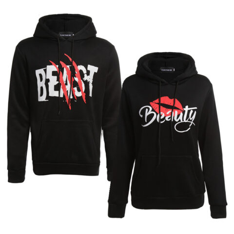 Black Beast and Beauty Couple Hoodie