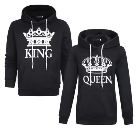 Black King and Queen Couple Hoodie