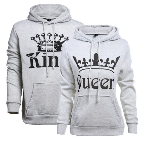 Light Grey King and Queen Couple Hoodie