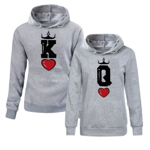 Heart King and Queen Couple Hoodie