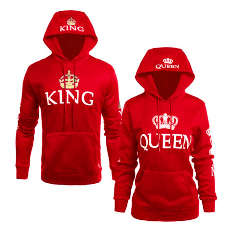 Royal Red King and Queen Couple Hoodie