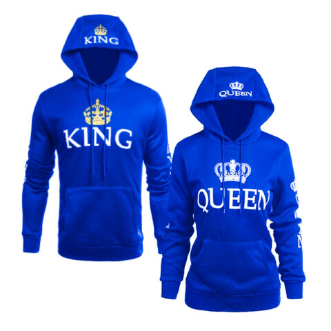 Royal Blue King and Queen Couple Hoodie