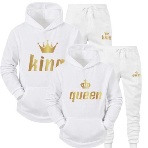 White King and Queen Couple Tracksuit